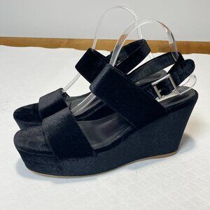 Steve Madden Carlyle Women's Black Velvet Wedge Sandals Size‎ 10M